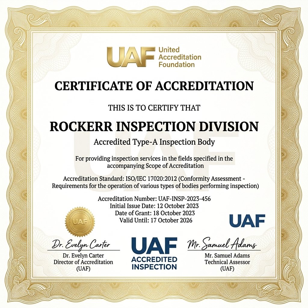Rockerr Accredited Inspection Certificate